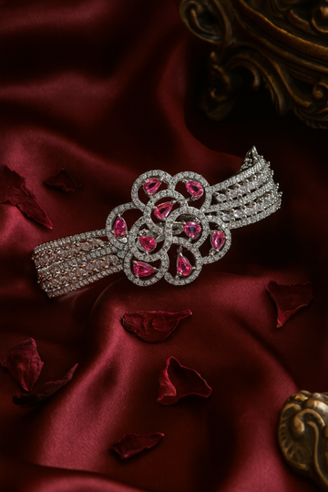 Red Floral Cluster Bracelet