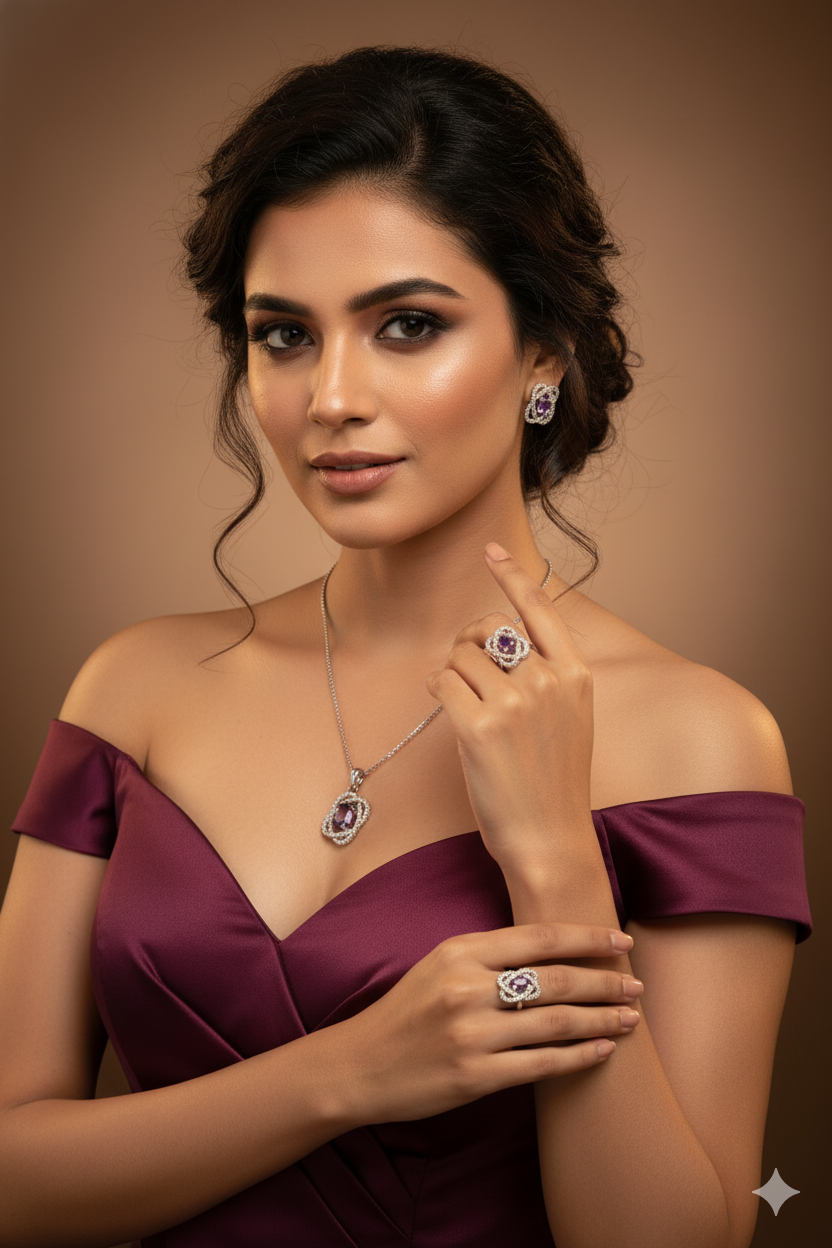 Pink Glam Ring Pendant Set