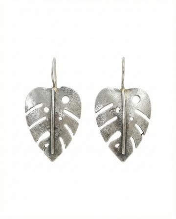 Leaf Cutwork Oxidised German Silver Earrings | Monstera Inspired Boho Earrings