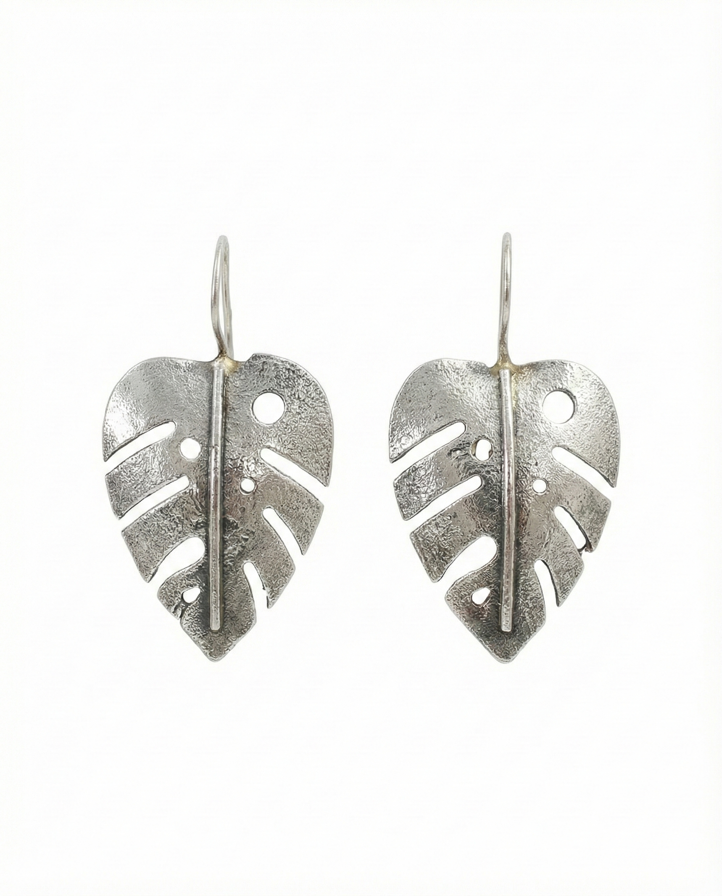 Leaf Cutwork Oxidised German Silver Earrings | Monstera Inspired Boho Earrings