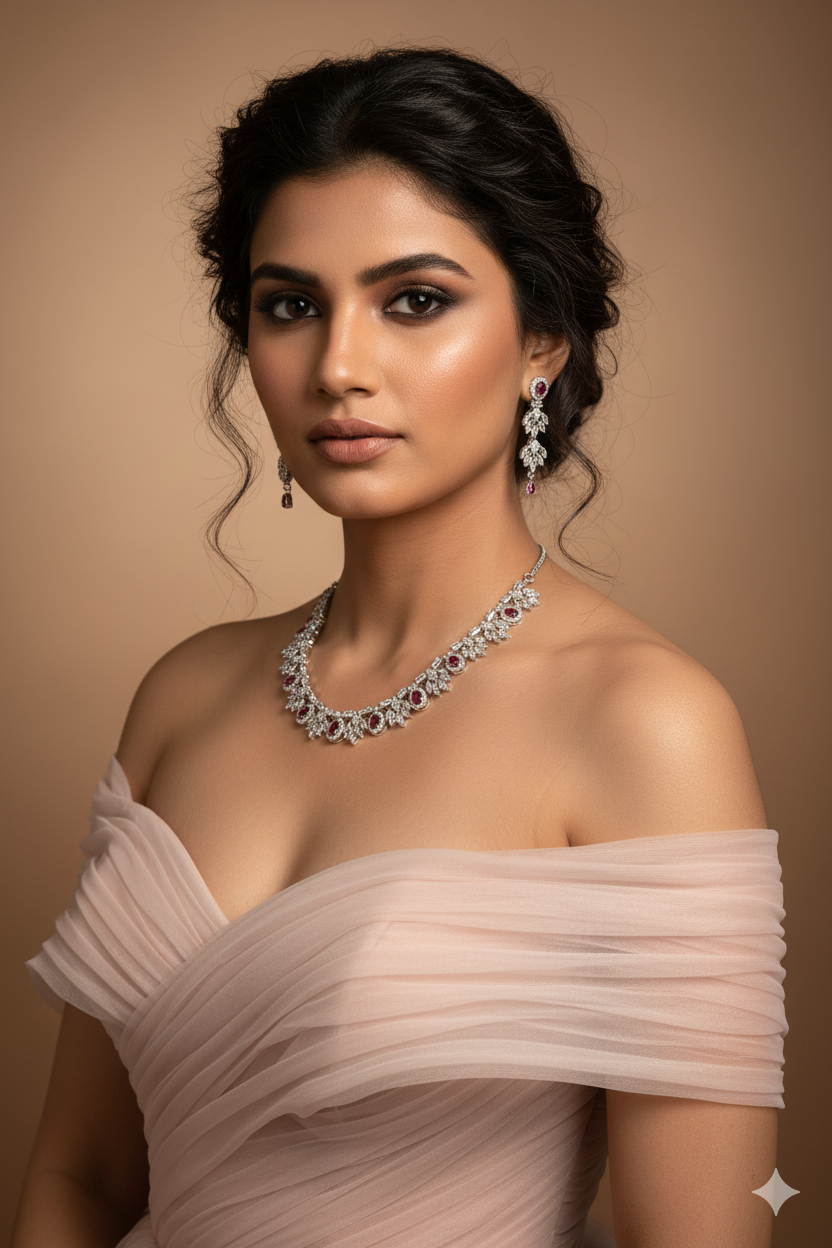 Ruby Floral Sparkle Necklace Set