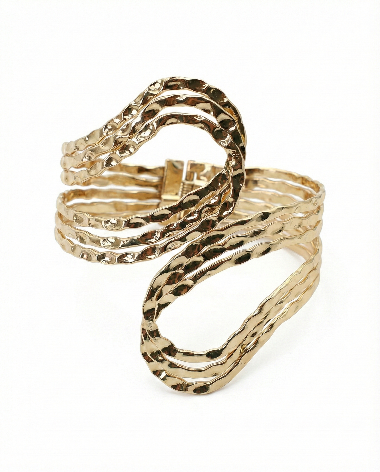 Anti-Tarnish Stainless Steel Bracelet — Gold Sculpted Petal Cuff