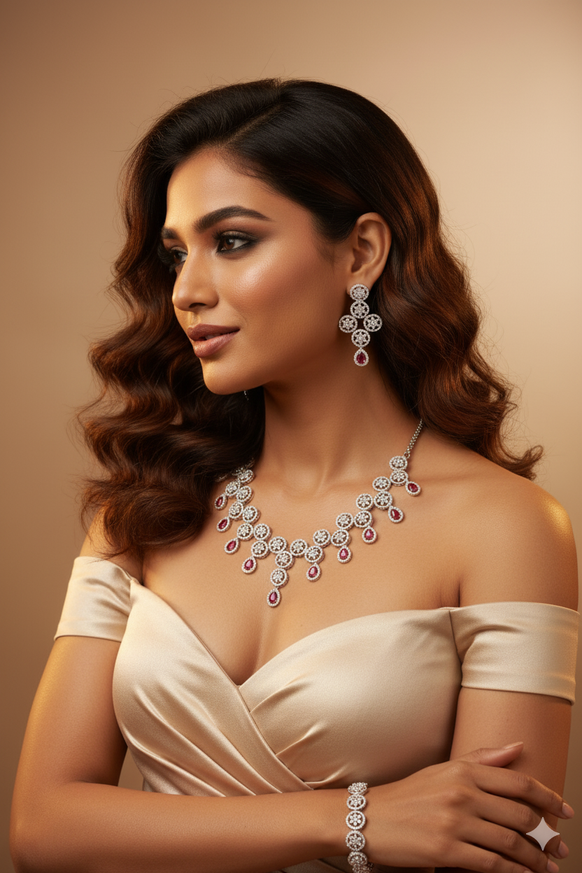 Royal Ruby Swirl Necklace Set