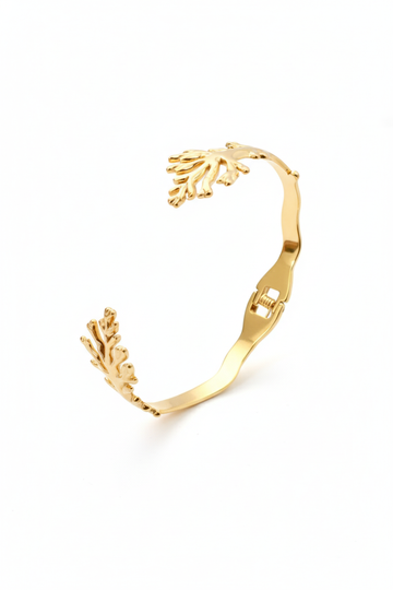 Anti-Tarnish Gold Coral Branch Cuff Bracelet – Stainless Steel Organic Design