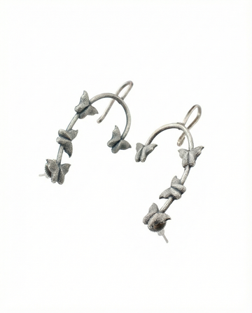Butterfly Curve Oxidised German Silver Ear Cuff | Lightweight Antique Ear Wrap