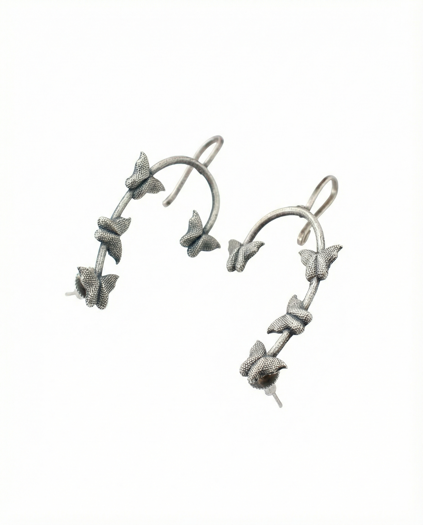 Butterfly Curve Oxidised German Silver Ear Cuff | Lightweight Antique Ear Wrap
