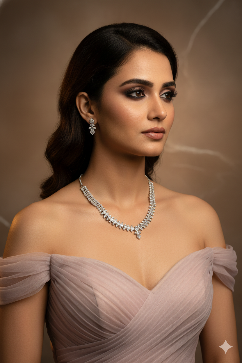 Classic Rectangle Clarity AD Necklace Set