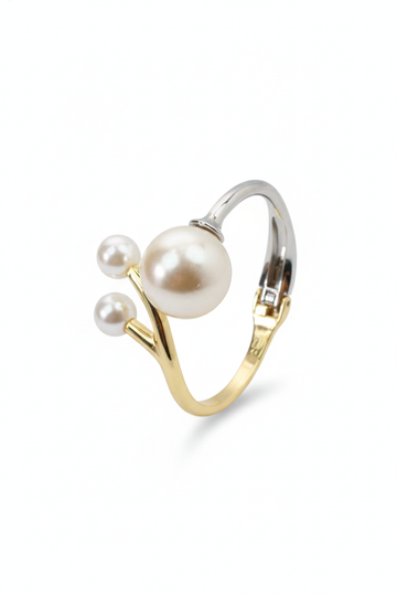 Anti-Tarnish Two-Tone Branch Pearl Bracelet – Modern Gold & Silver Cuff with Freshwater Pearls