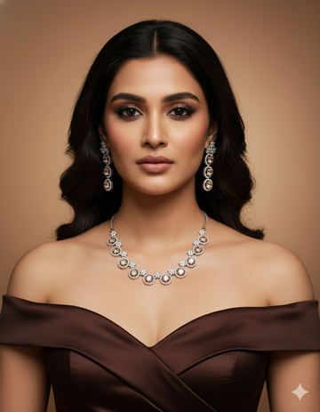 Sunlit Citrine Halo Necklace Set