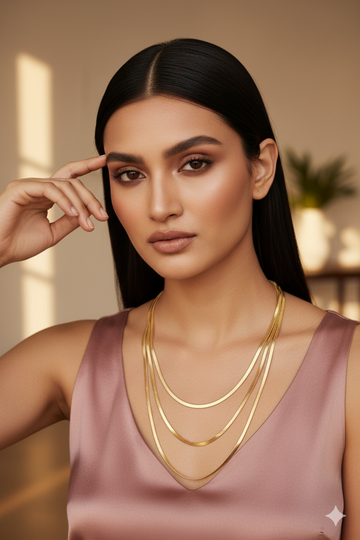 Triple Layer Gold Chain Necklace – Anti-Tarnish Sleek Design