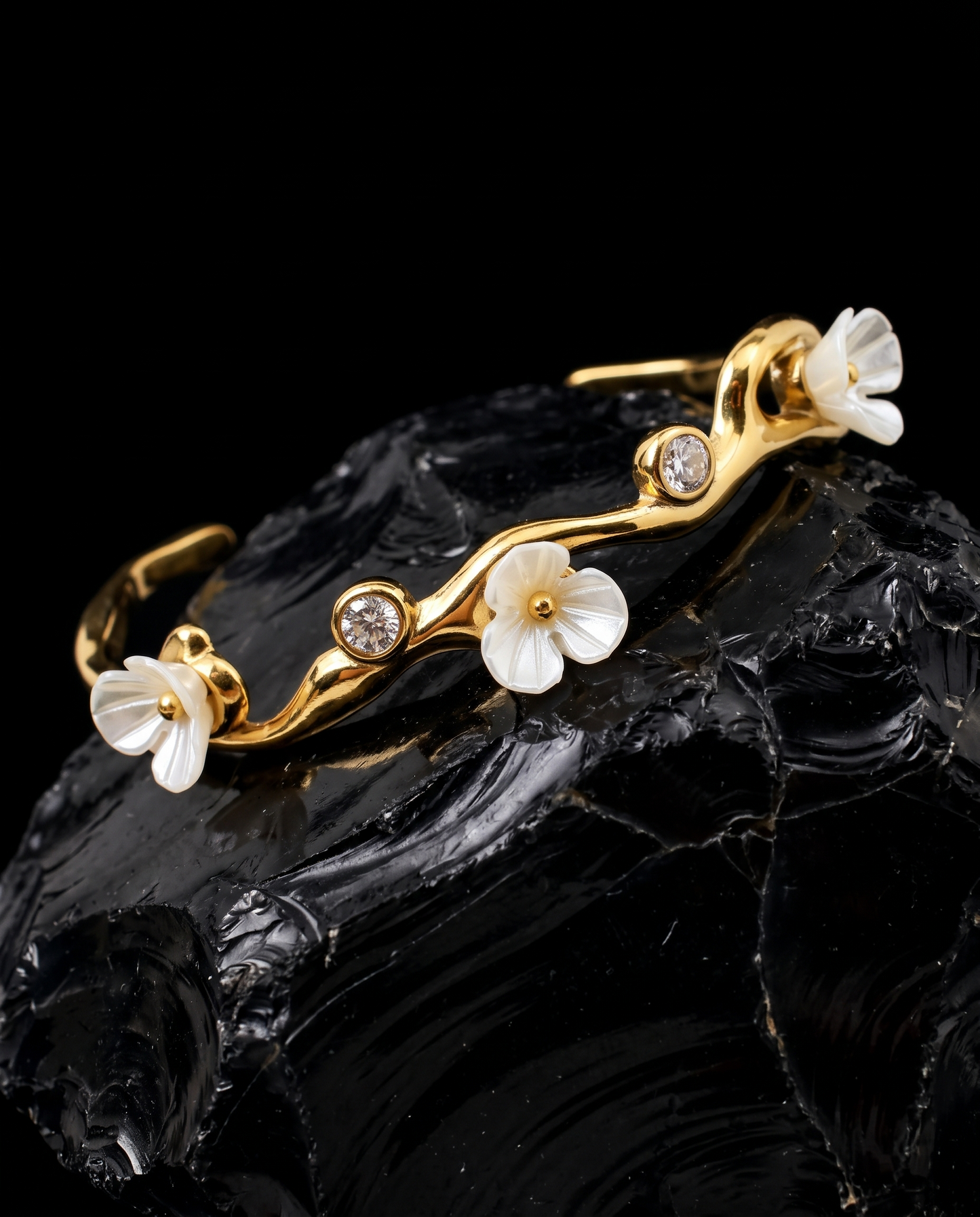 Blossom Branch Open Cuff Bracelet