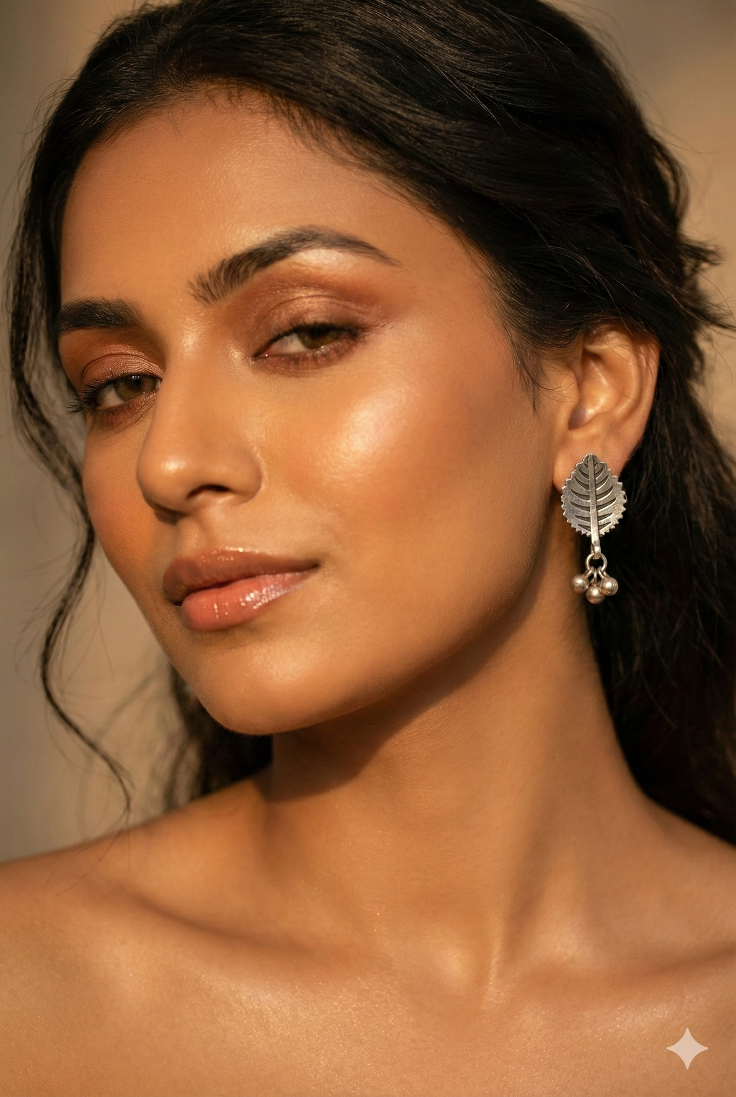 Leaf Dangling Oxidised German Silver Earrings | Antique Finish Ethnic Earrings