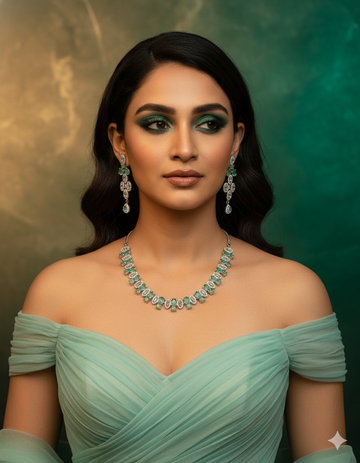 Mint Spark Dual Motif Necklace Set