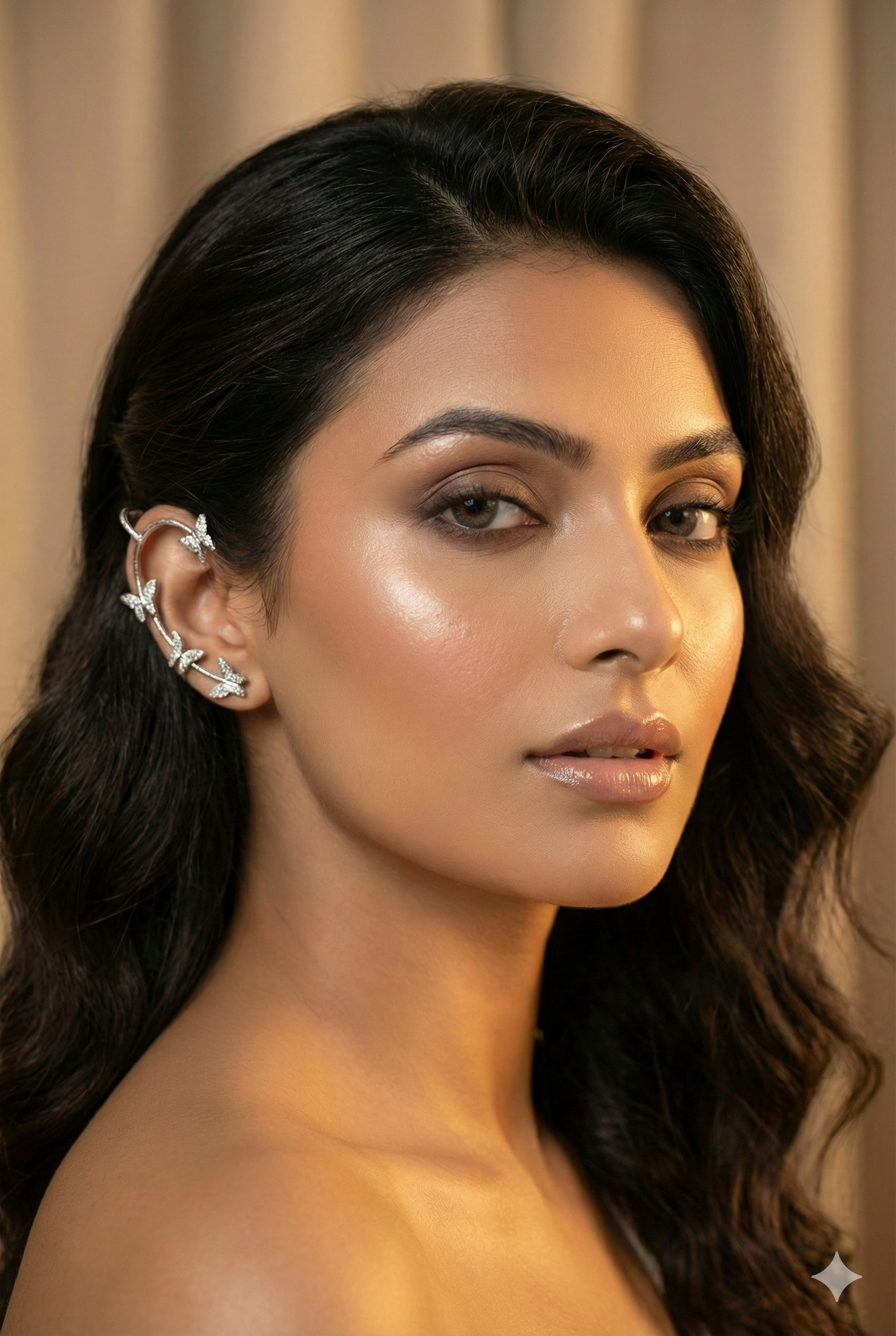 Butterfly Curve Oxidised German Silver Ear Cuff | Lightweight Antique Ear Wrap