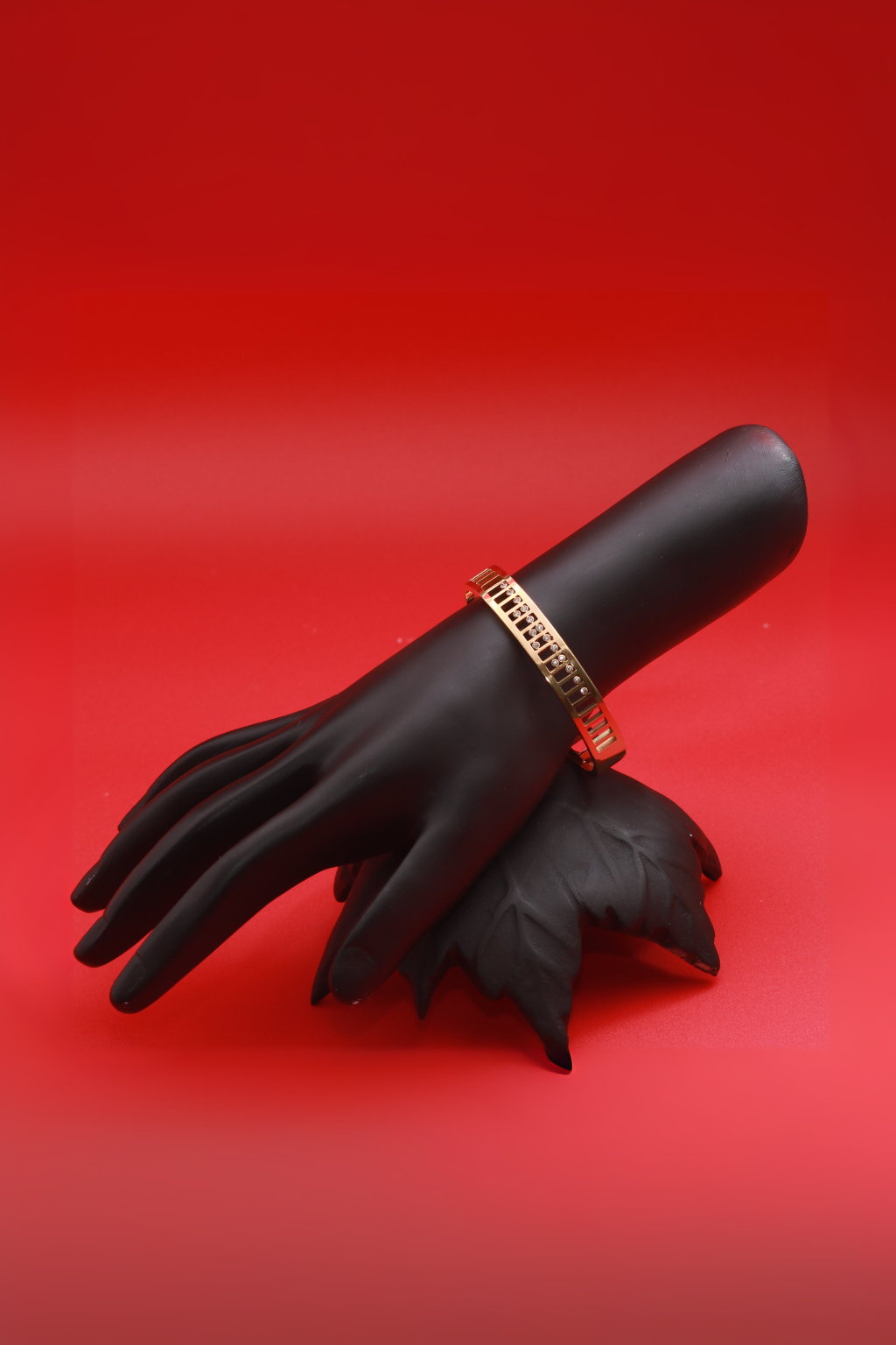 Grid-Cut Crystal Gold Bracelet