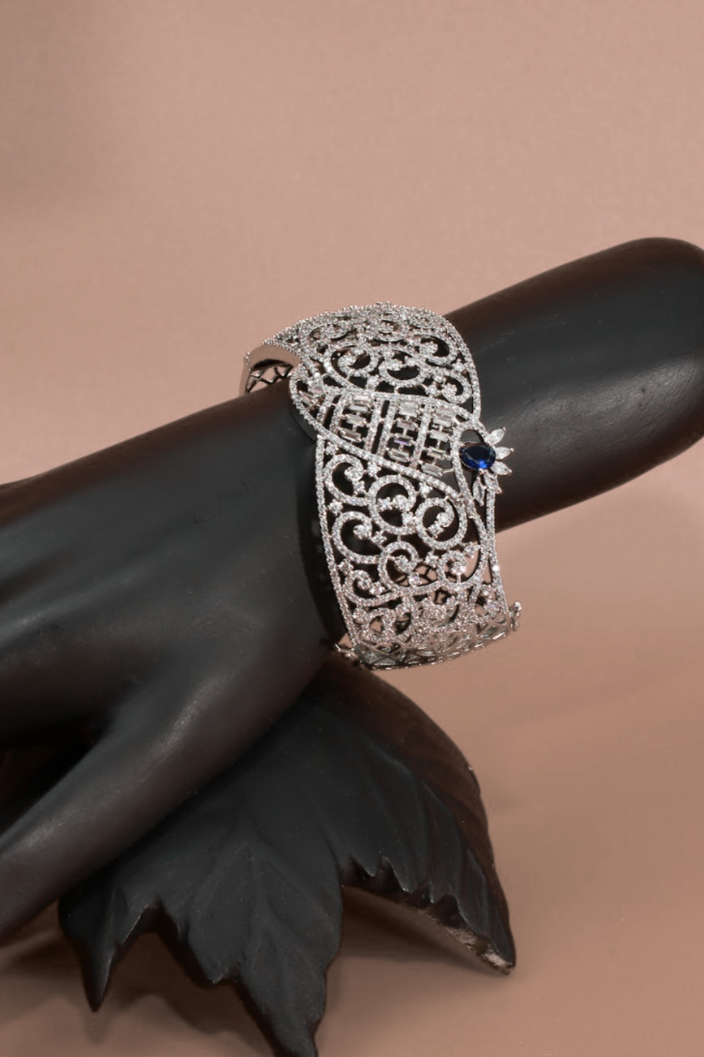 Silver Bracelet with Blue Sapphire Accent