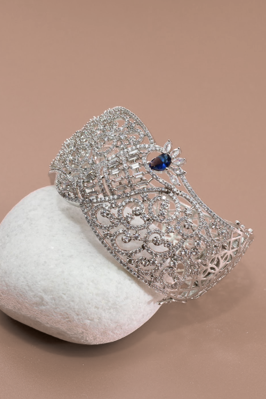 Silver Bracelet with Blue Sapphire Accent