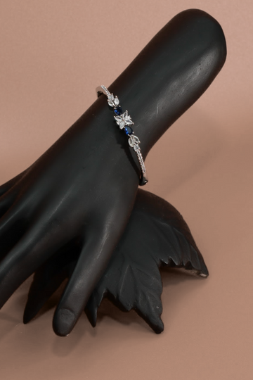 Navy Blue Teardrop Floral Bracelet