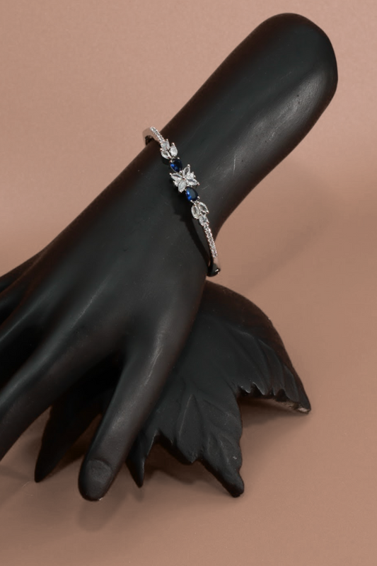 Navy Blue Teardrop Floral Bracelet