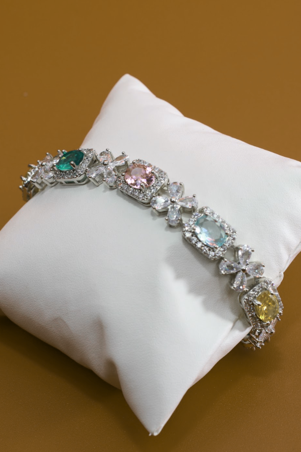 Pastel Flower-Link CZ Bracelet