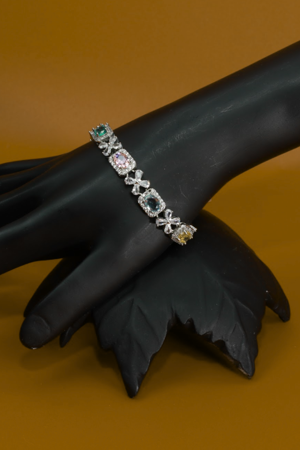 Pastel Flower-Link CZ Bracelet