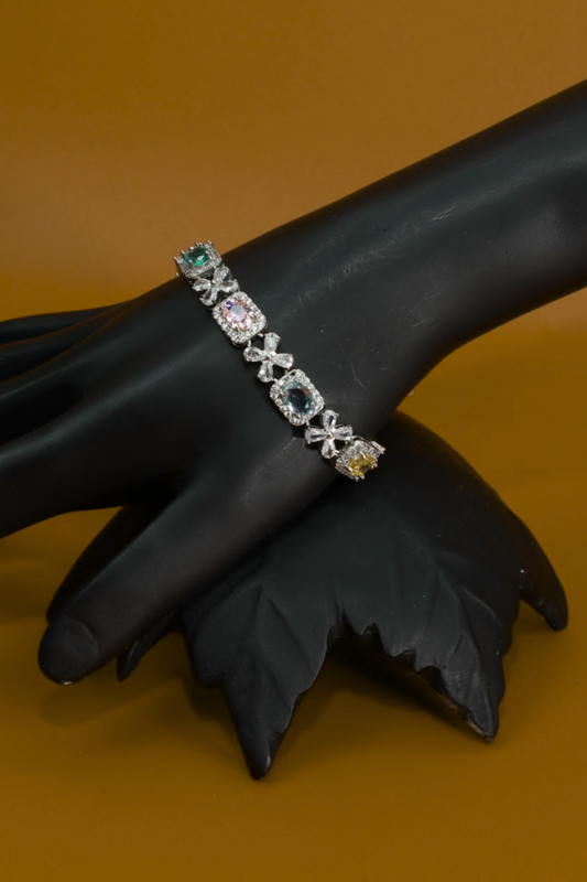 Pastel Flower-Link CZ Bracelet
