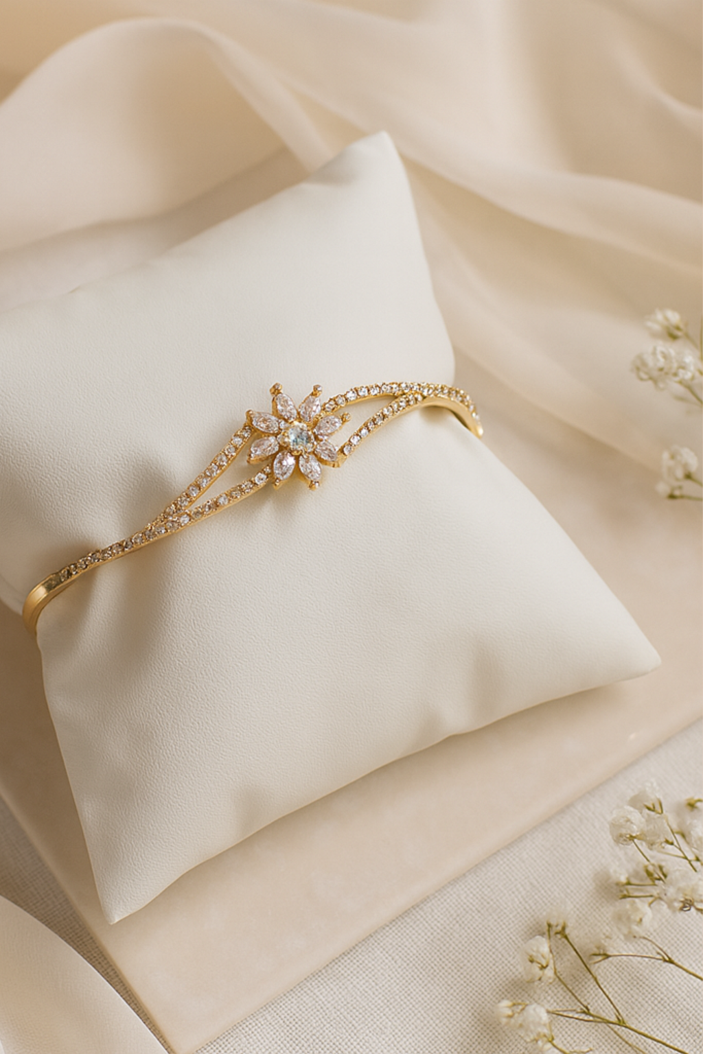 Golden Starflower Cuff Bracelet