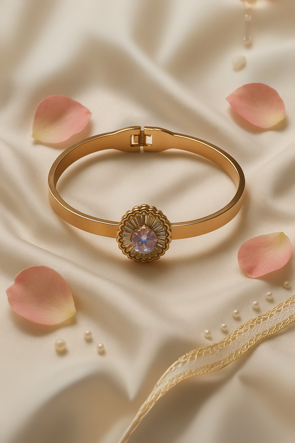 Heartstone Gold Bangle Bracelet