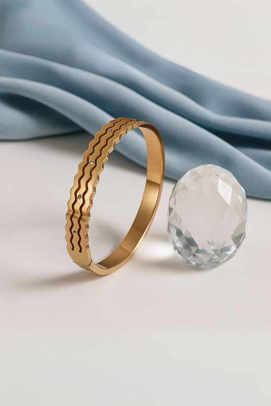 Textured Gold Stud Bangle