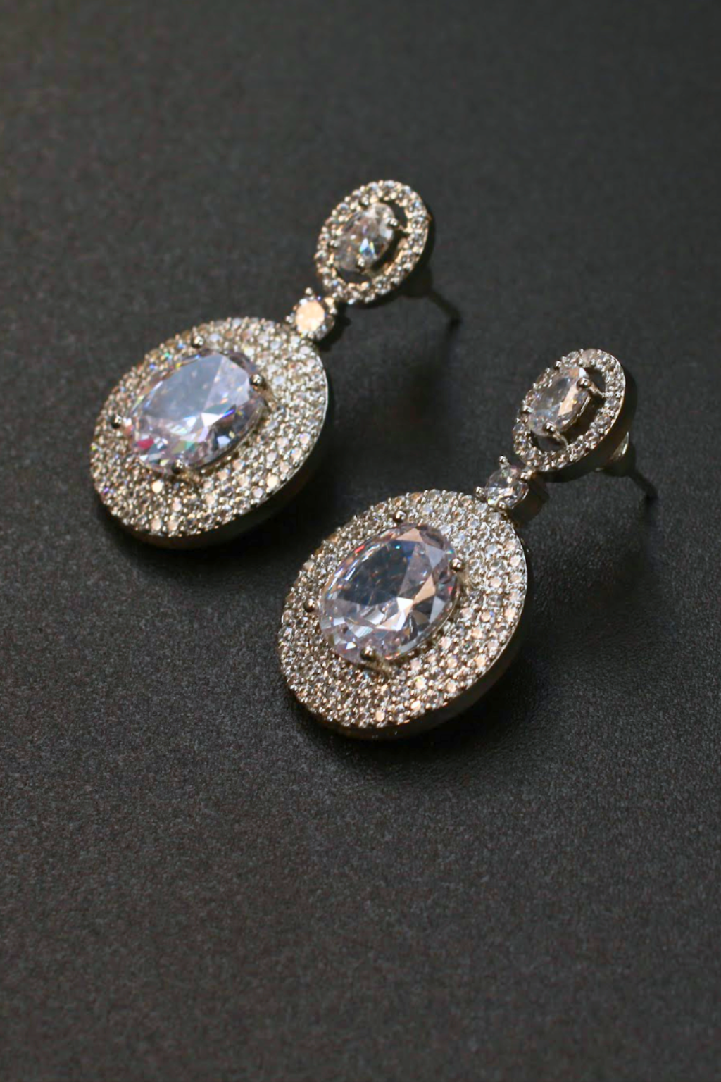 Classic Drop Earrings with Double CZ Halo