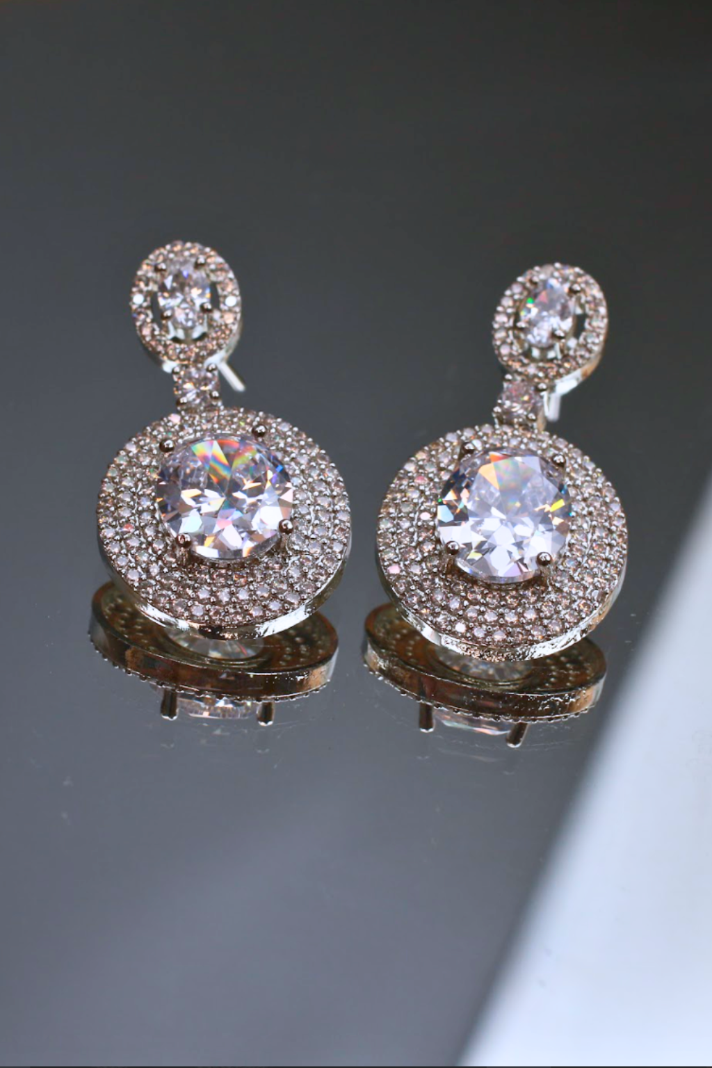 Classic Drop Earrings with Double CZ Halo