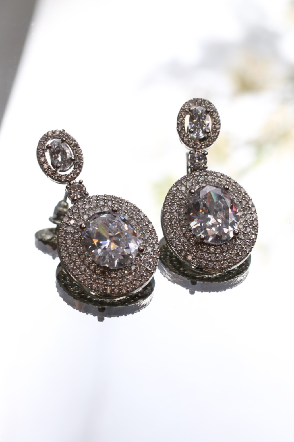Classic Drop Earrings with Double CZ Halo