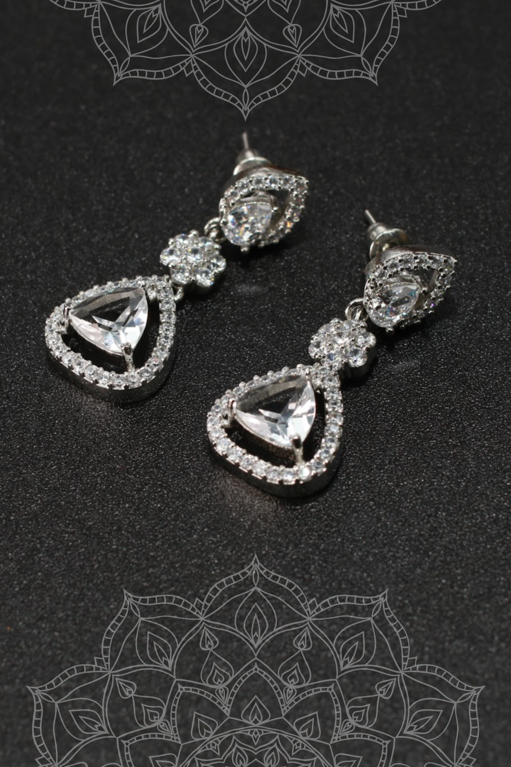 Zircon Teardrop Halo Dangle Earrings