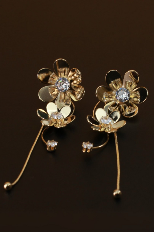 Oversized Bloom Drop Earrings – Statement Anti-Tarnish Gold Jewelry