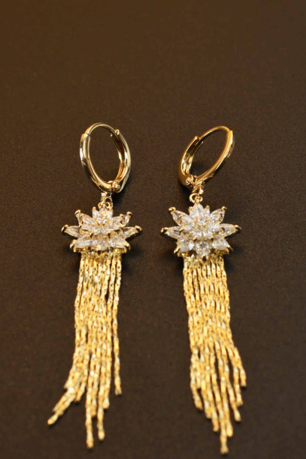 Gold Starburst Tassel Earrings