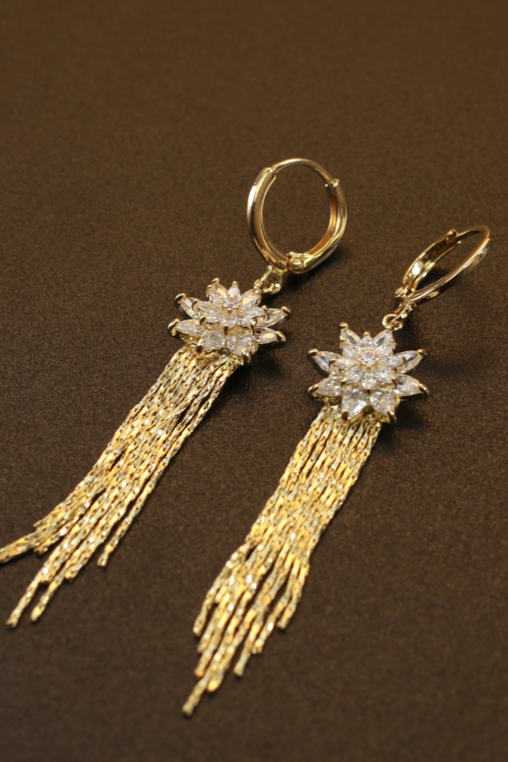 Gold Starburst Tassel Earrings