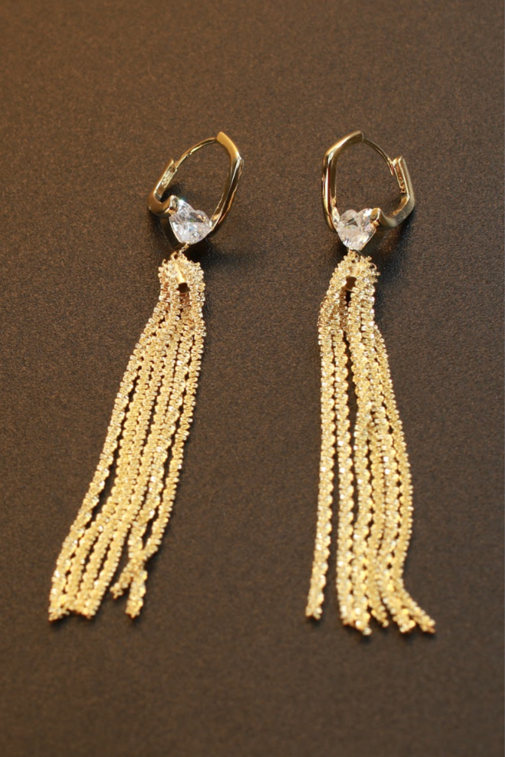 Gold Heart Stud Tassel Earrings – Romantic Anti-Tarnish Fashion Design