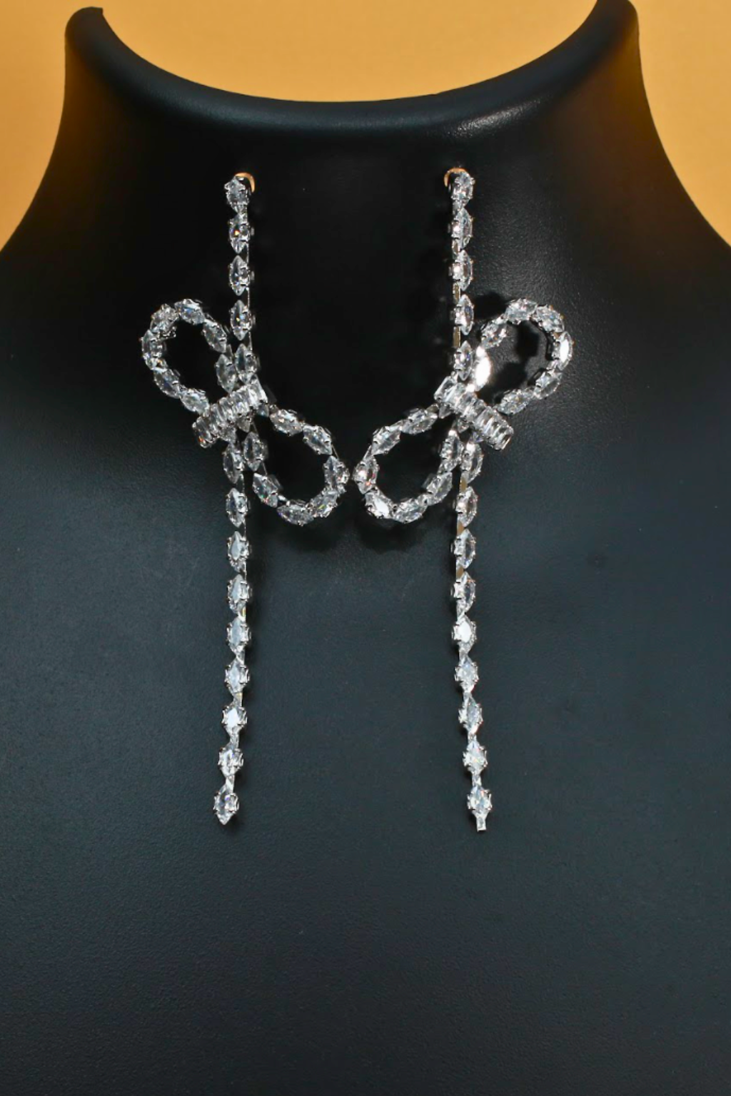 Crystal Ribbon Dangle Earrings – Chic Anti-Tarnish Party Wear