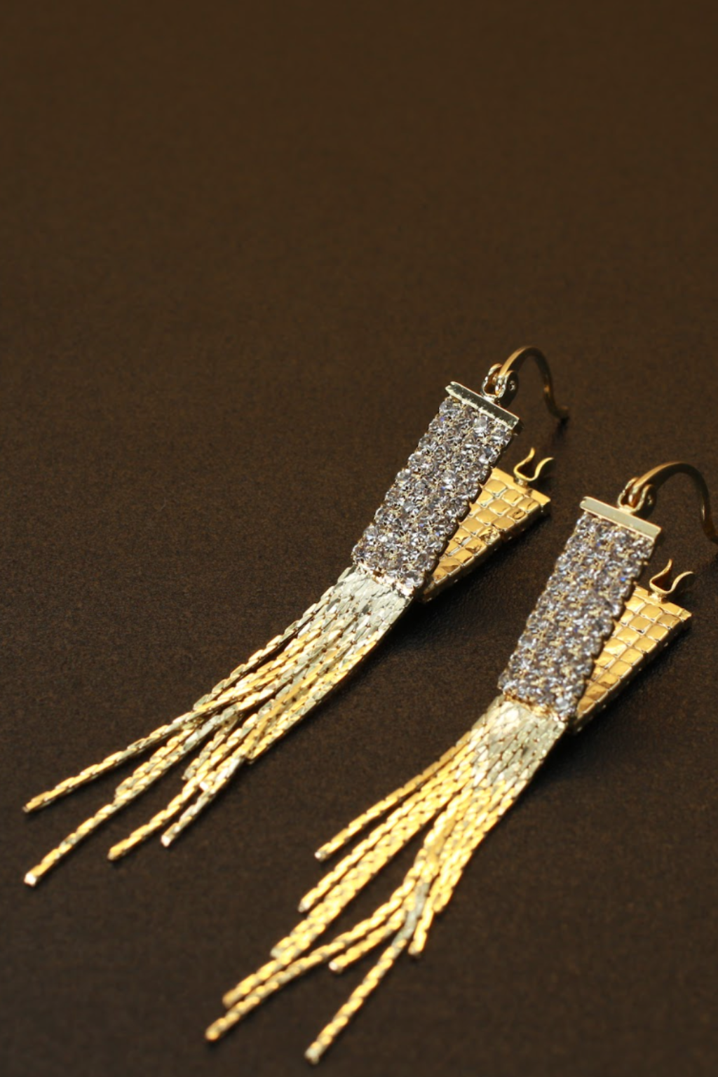 Square Mesh Tassel Earrings – Bold Gold Anti-Tarnish Jewelry