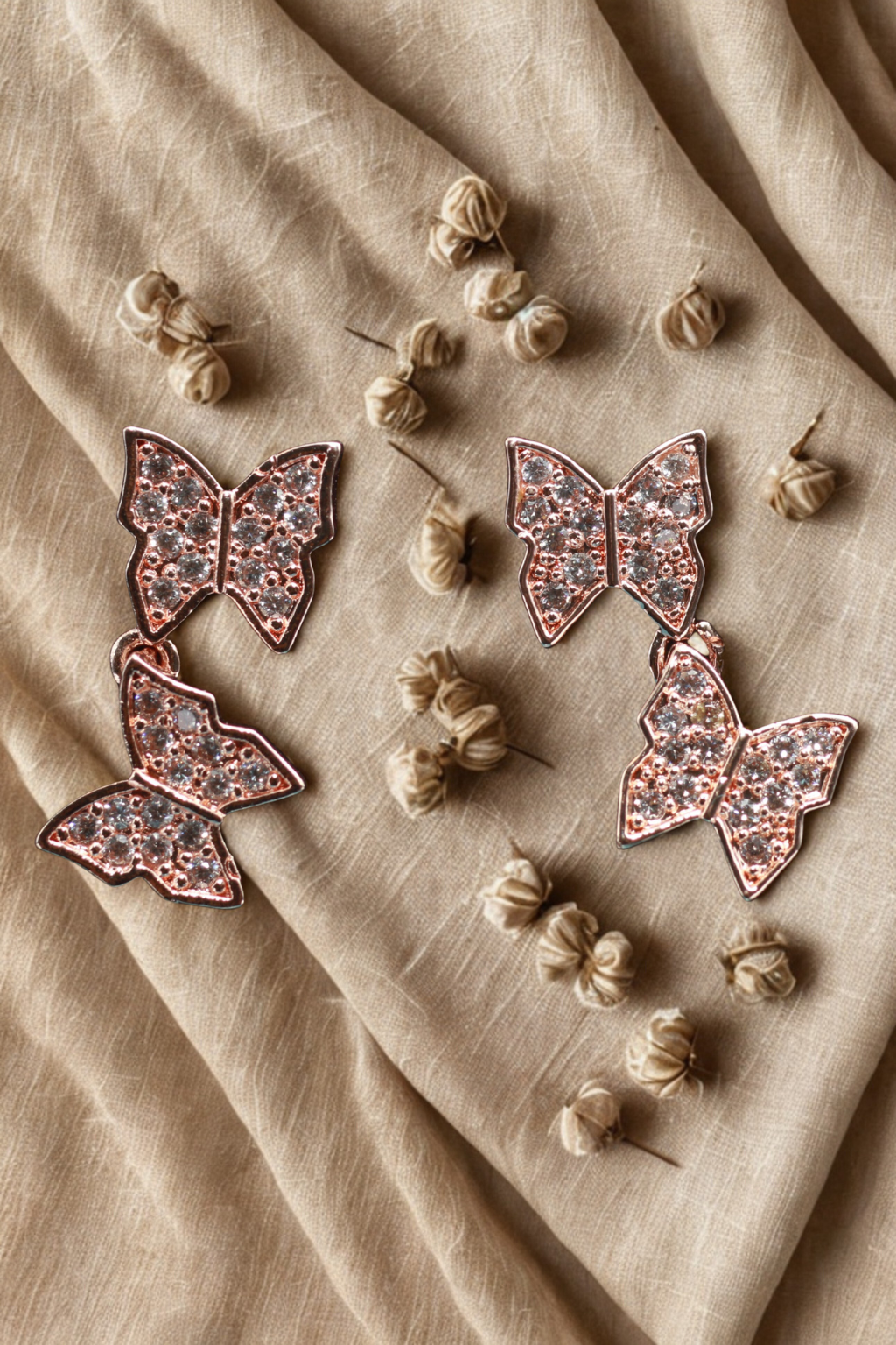 Double Butterfly Drop Earrings