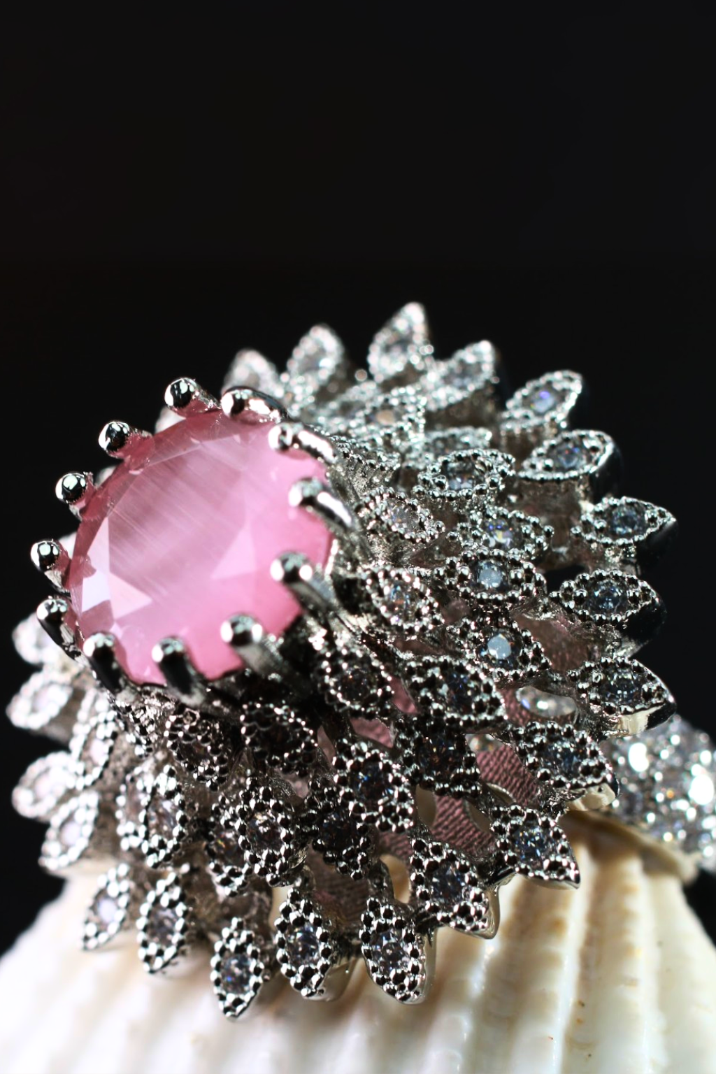 Pink Royalty Floral Finger Ring