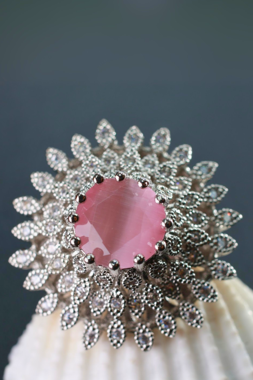 Pink Royalty Floral Finger Ring