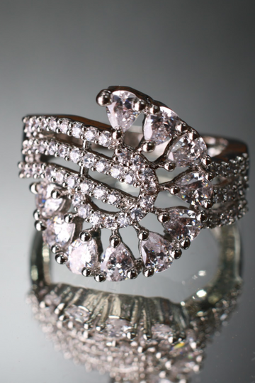 Fan-Shaped CZ Cocktail Ring