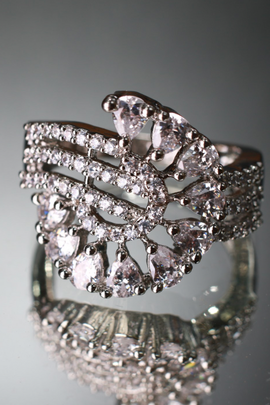 Fan-Shaped CZ Cocktail Ring