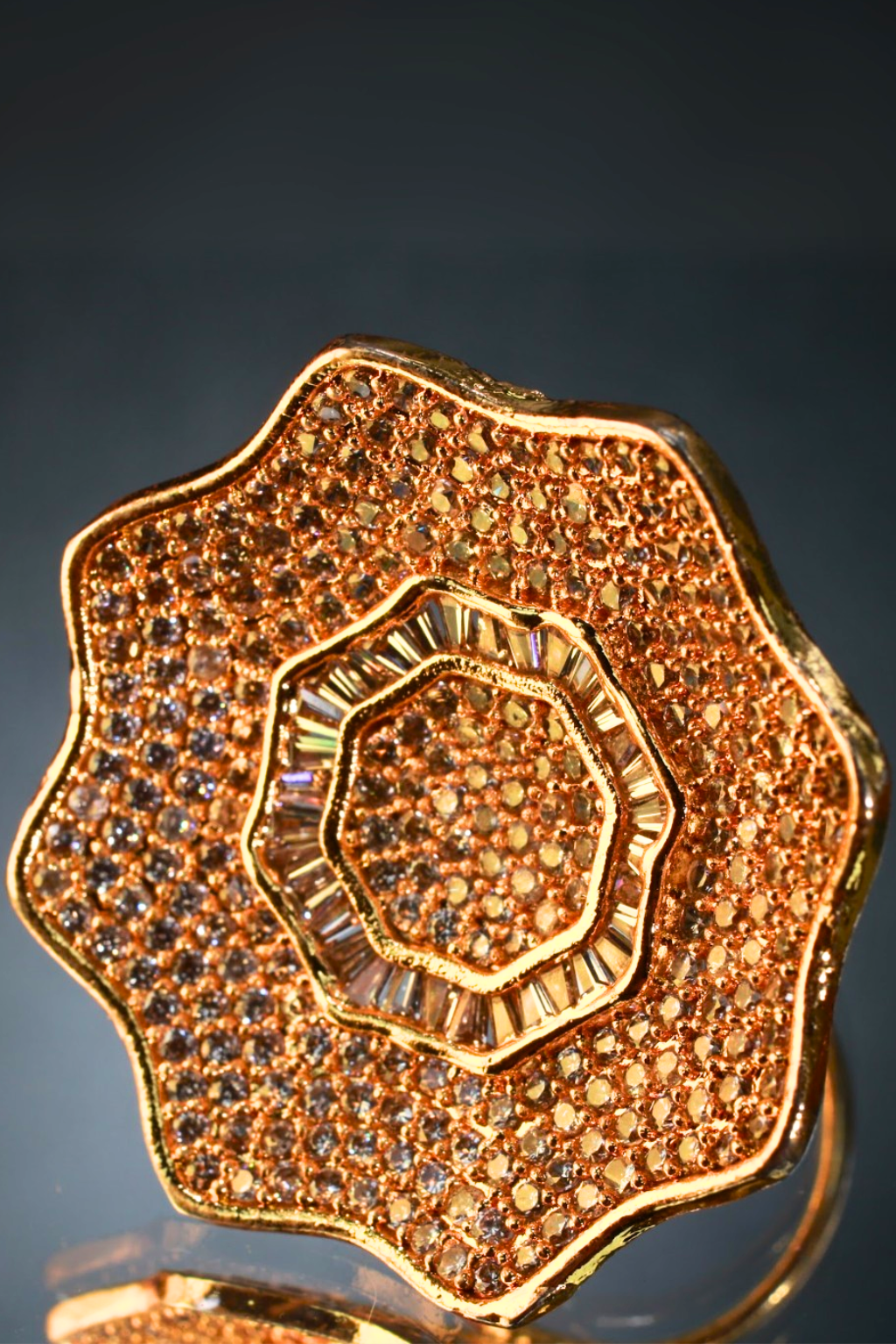 Golden Bloom Statement Finger Ring