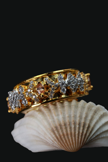 Rotating Yellow Stone Gold Band Ring