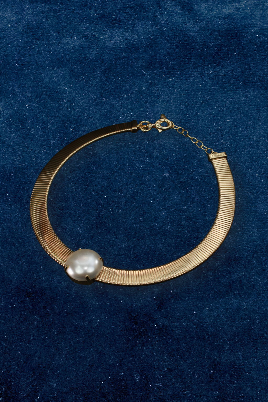 Bold Pearl Center Gold Plated Statement Choker Necklace