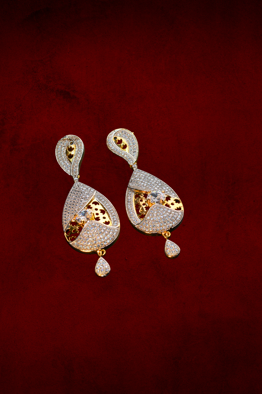 Dual-Tone Enamel & CZ Dangler Earrings
