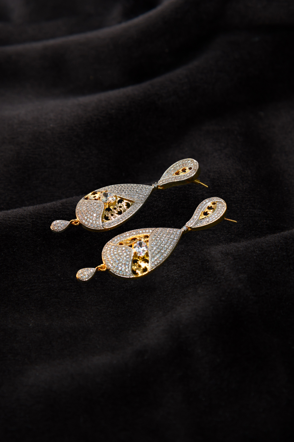 Dual-Tone Enamel & CZ Dangler Earrings