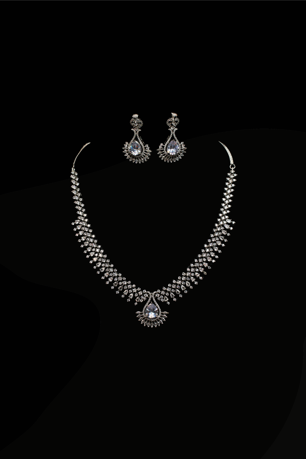Radiant Teardrop Diamond Necklace Set